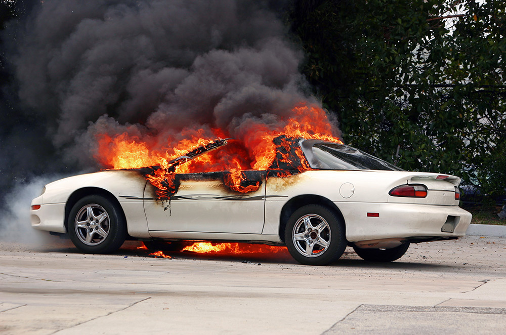 Car Fire at Bradley Airport Rotary Sparks Early Morning Traffic Delays